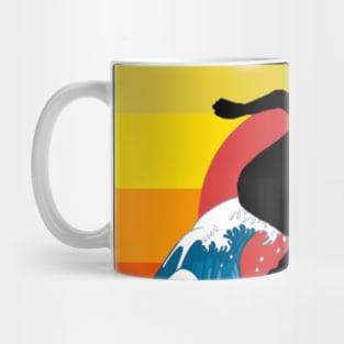 Sufer surfing waves riding sunset sea Mug